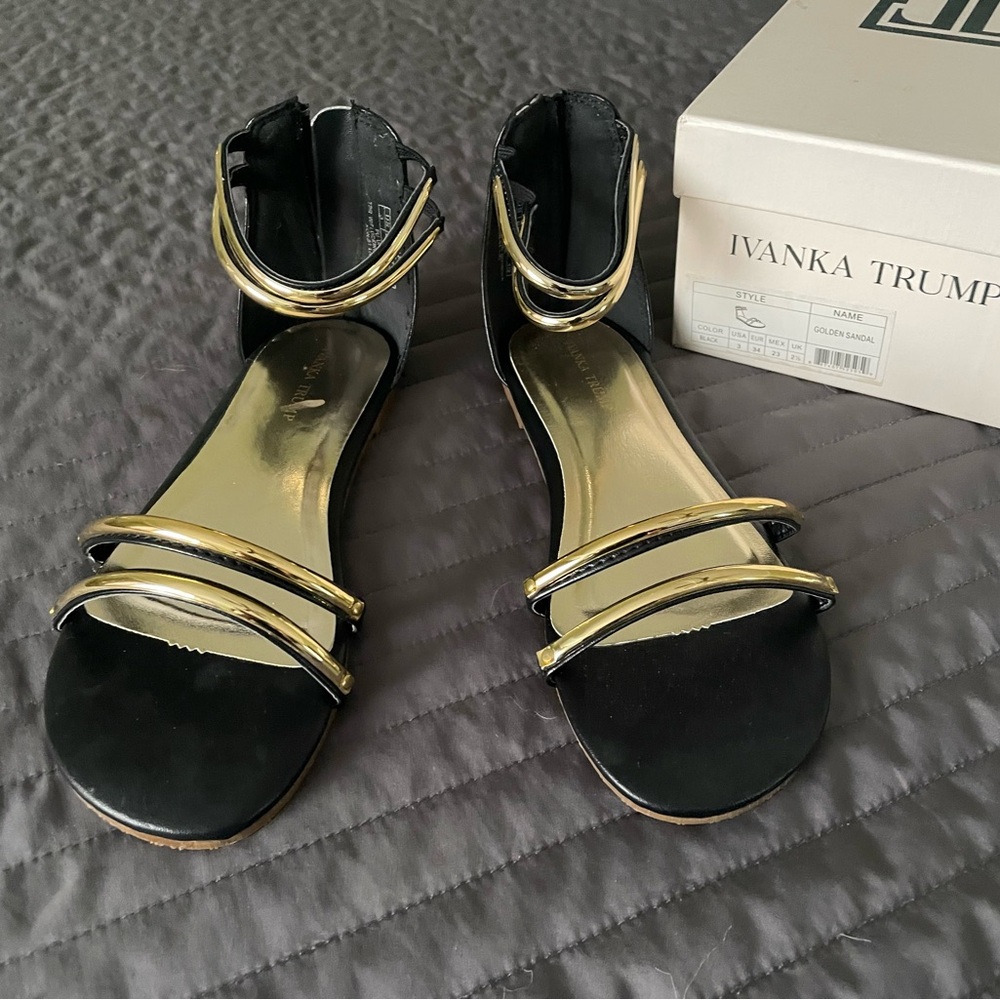 Ivanka Trump Black and Gold Girls Sandals
